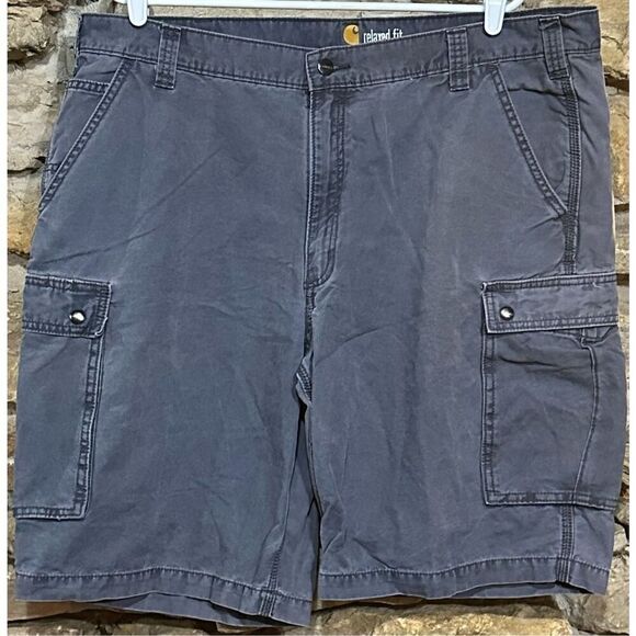 Men’s Grey Carhartt Carpenter Cargo Work Utility Gorpcore Relaxed Fit Shorts Siz - Picture 1 of 5